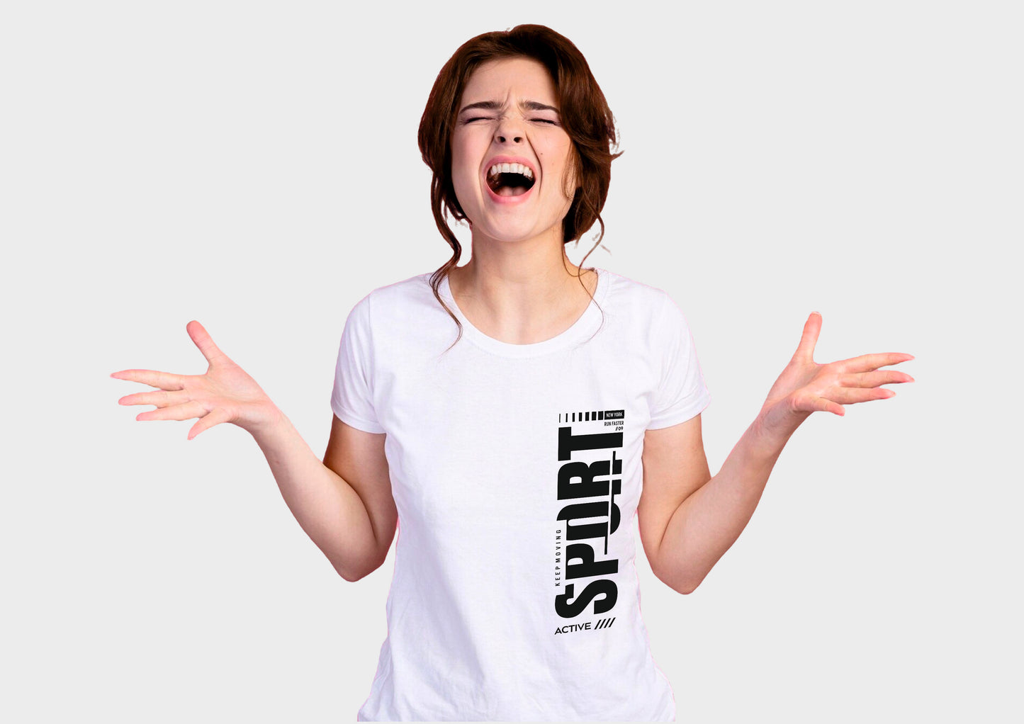 Sports - White | Design | Round Neck T-Shirt For Women/Girl | Cotton