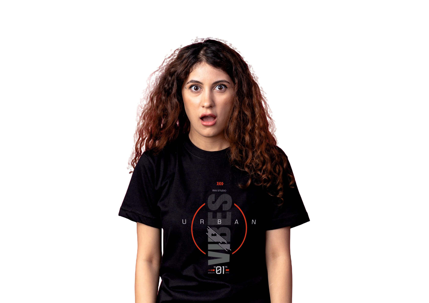 Urban Vibes Black Cotton Round Neck T-Shirt for Women