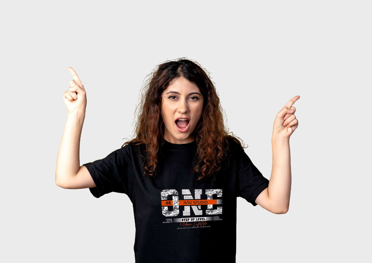 One - Black Cotton Round Neck T-Shirt for Women