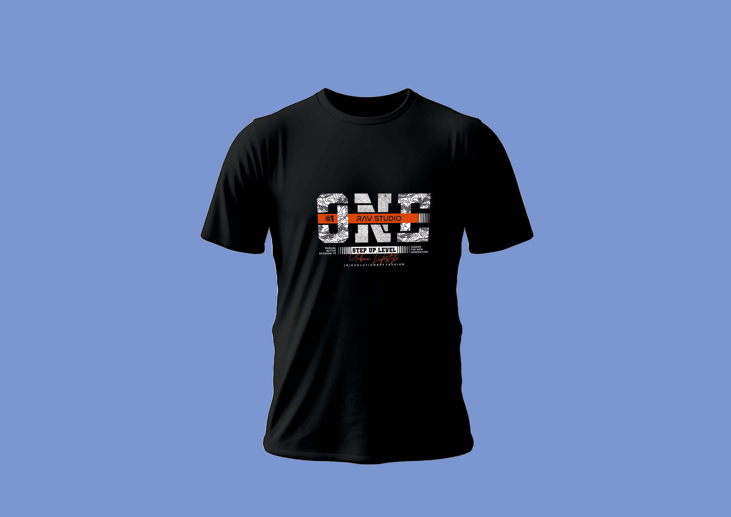 RAV Black Round Neck T-Shirt for Men - XL Cotton Tee