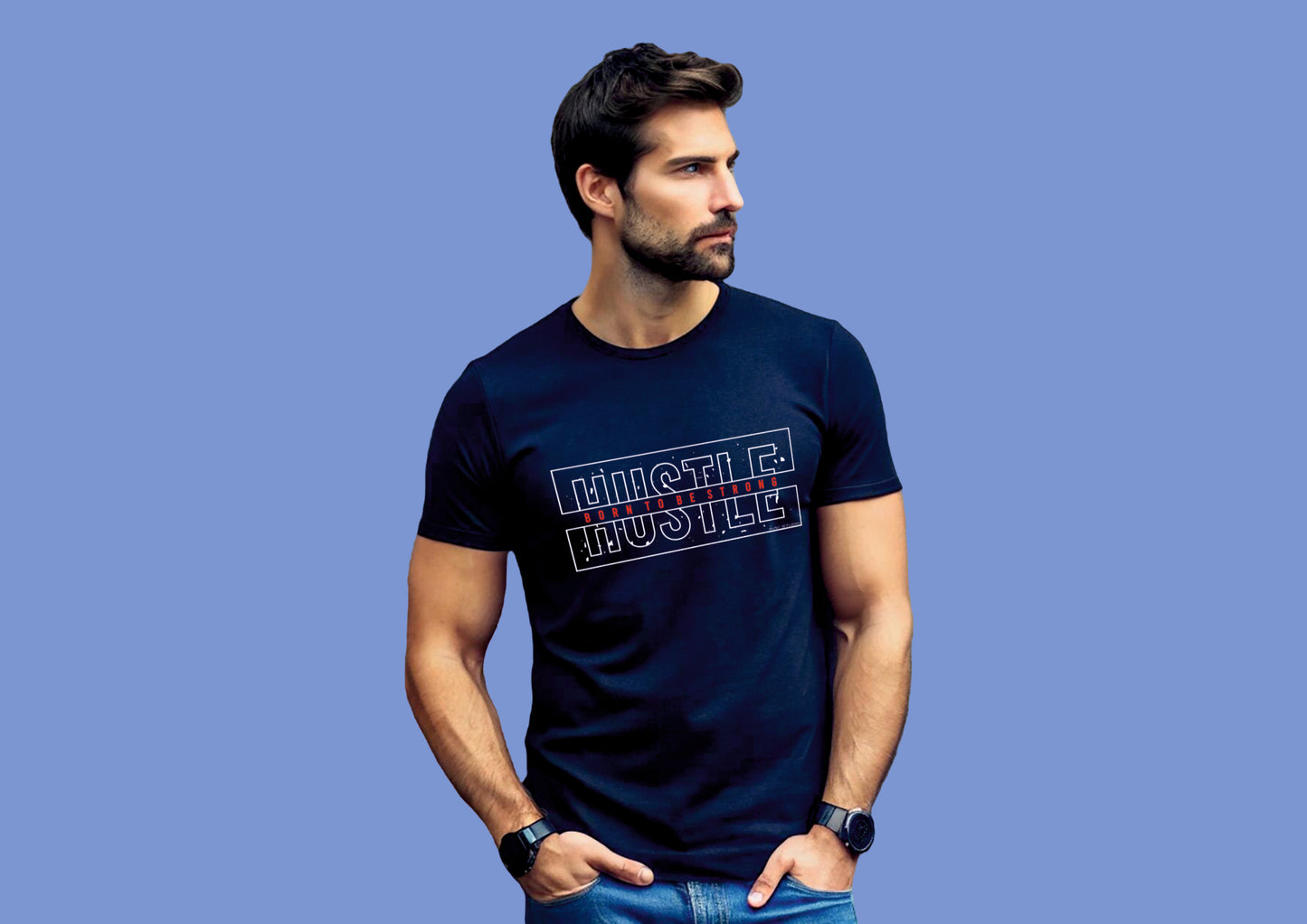 RAV - Navy Blue | Design | Round Neck T-Shirt For Men | Cotton | XL – Size