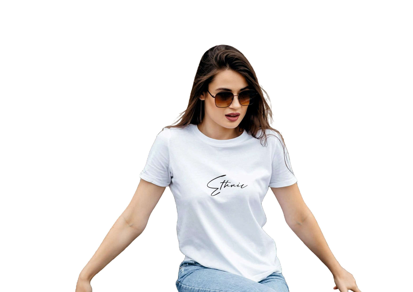 White Feathers Round Neck T-Shirt for Women | Cotton