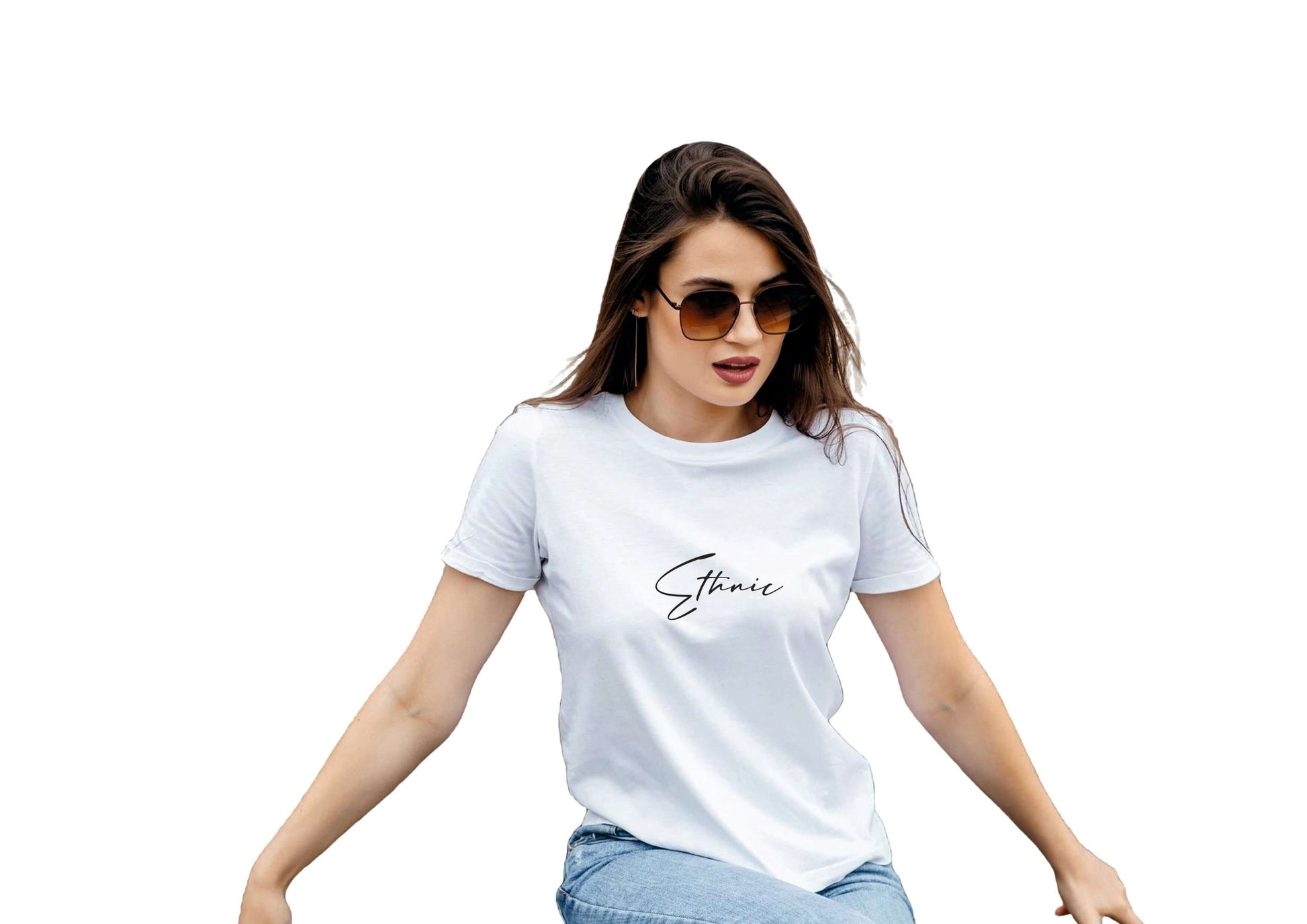 White Feathers Round Neck T-Shirt for Women | Cotton