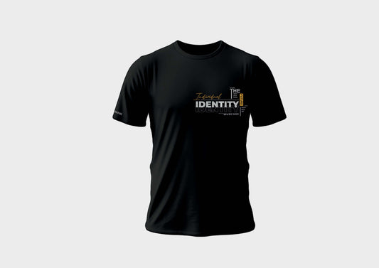 Identity Black Round Neck T-Shirt for Men, 100% cotton, comfortable and stylish for everyday wear.
