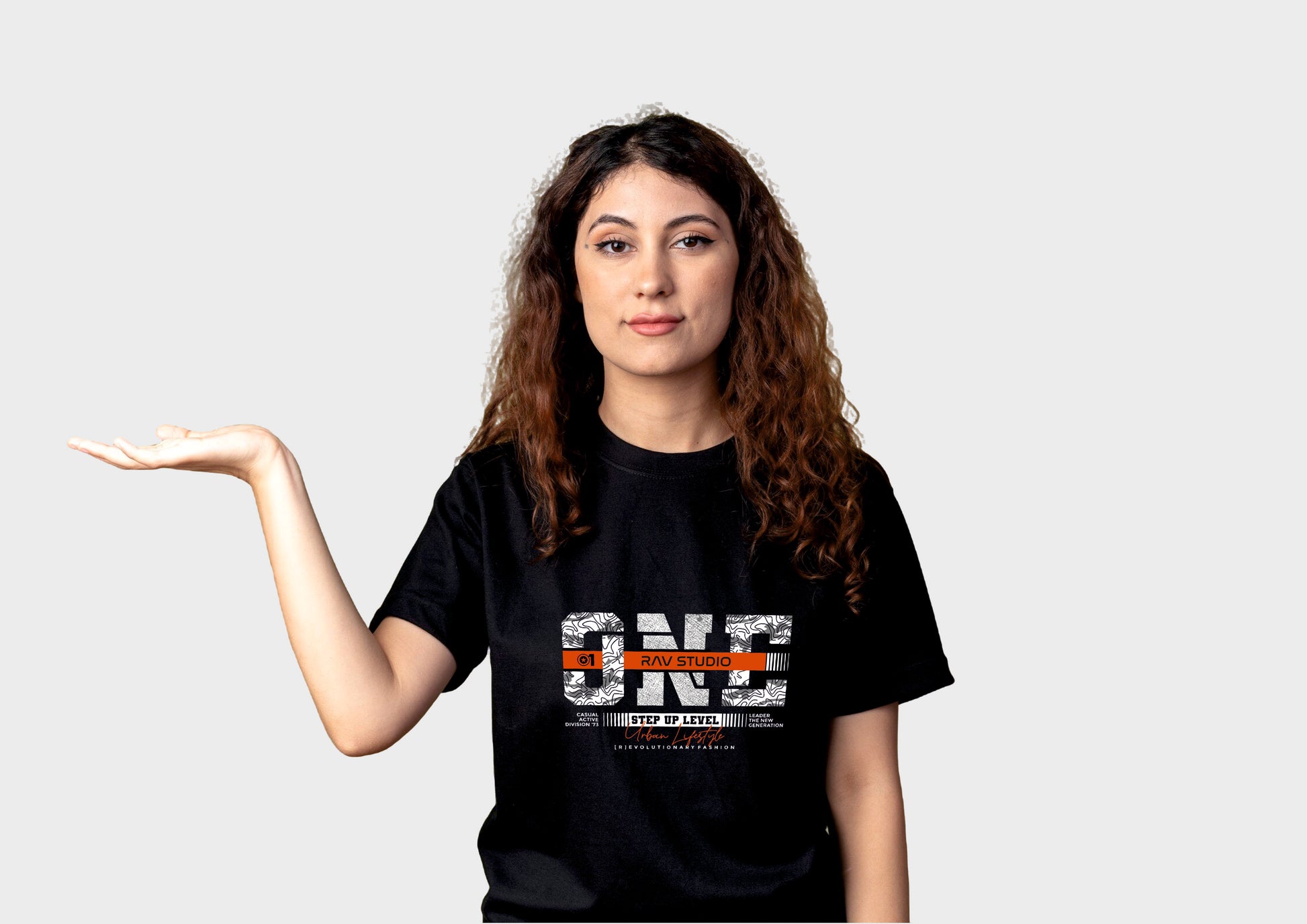 One - Black Cotton Round Neck T-Shirt for Women