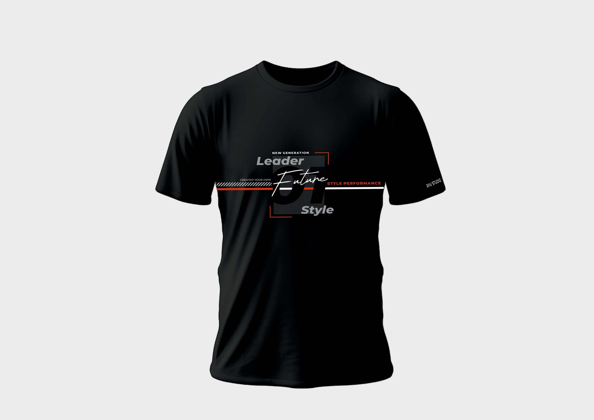Black round neck T-shirt for men featuring 'Leader' design, crafted from soft cotton for comfort and style.