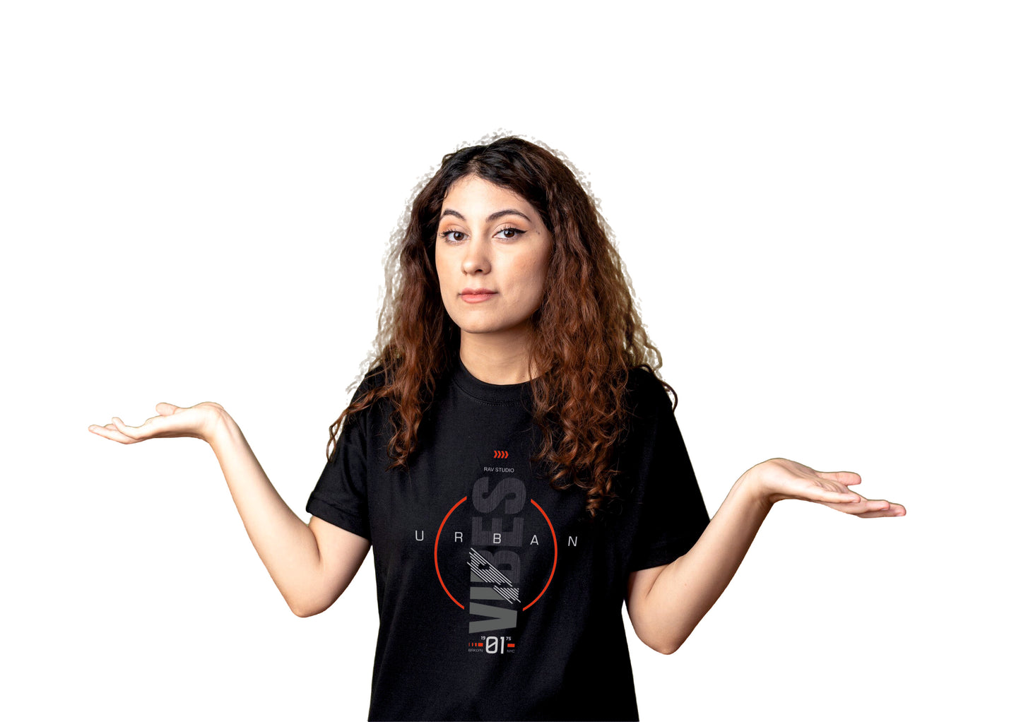 Urban Vibes Black Cotton Round Neck T-Shirt for Women