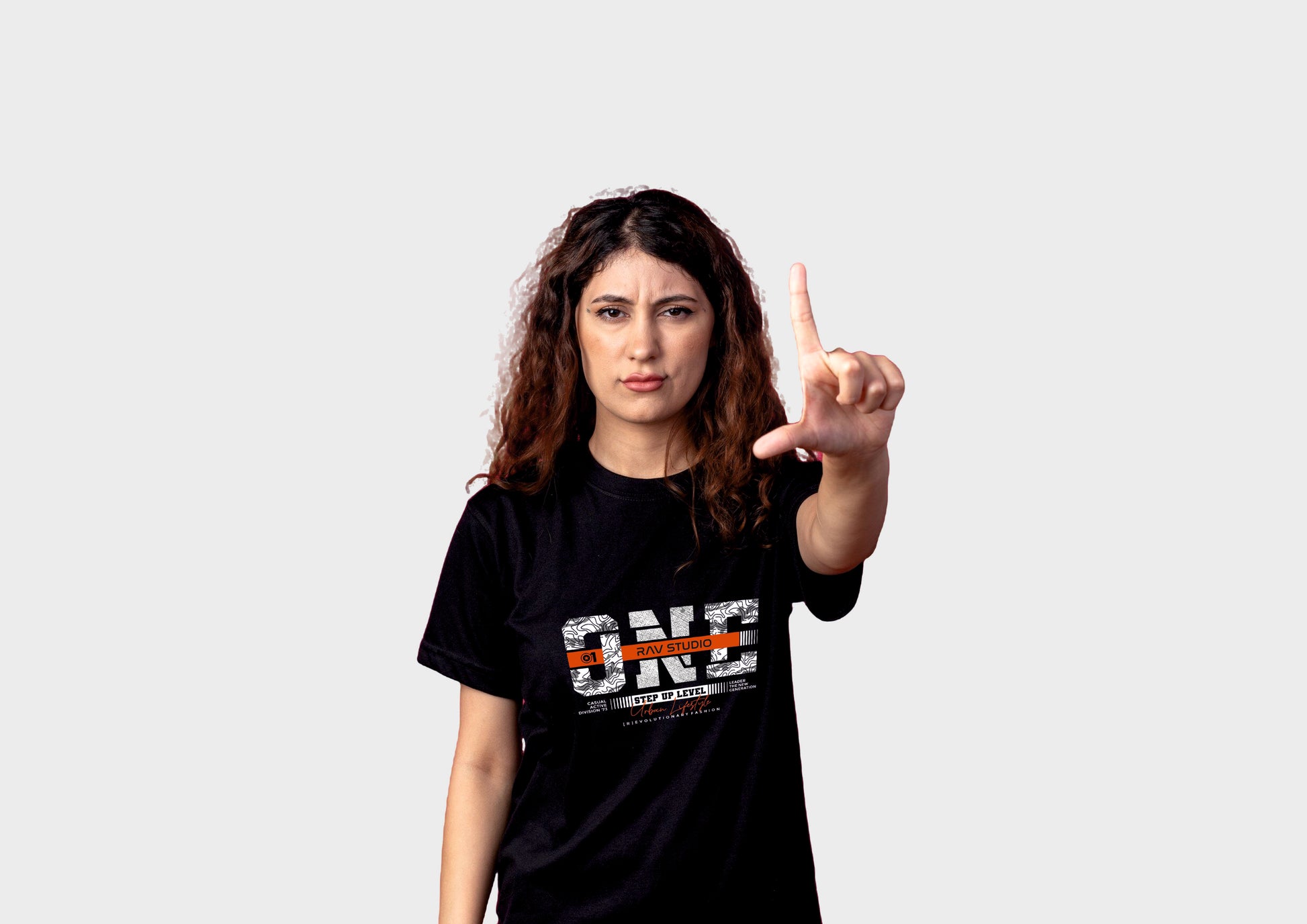 One - Black Cotton Round Neck T-Shirt for Women