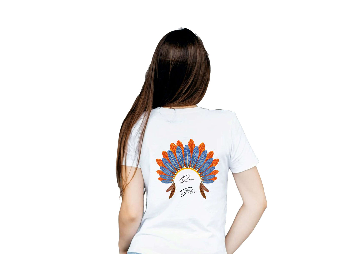 Boho Style White Cotton Round Neck T-Shirt for Women