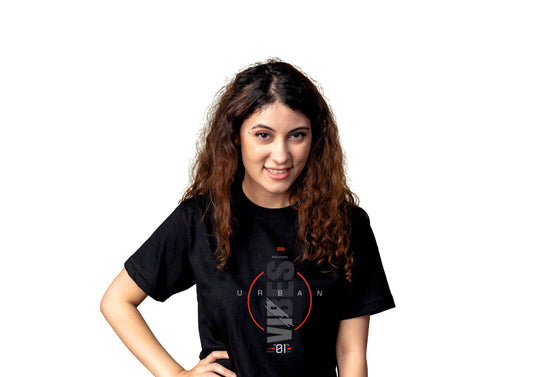 Urban Vibes Black Cotton Round Neck T-Shirt for Women