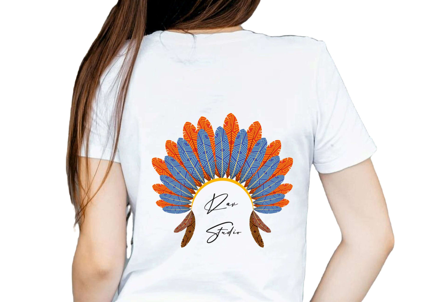 Boho Style White Cotton Round Neck T-Shirt for Women