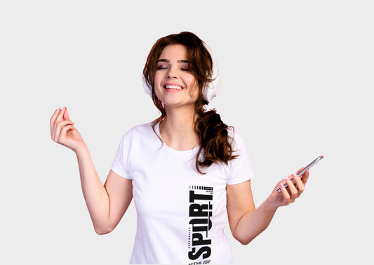 Sports - White | Design | Round Neck T-Shirt For Women/Girl | Cotton
