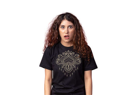 Ornament - Black | Design | Round Neck T-Shirt For Women/Girl | Cotton
