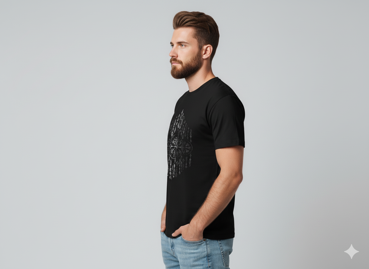 The "Vegvísir Guide" Runic Tee for Men | RAV Studio India