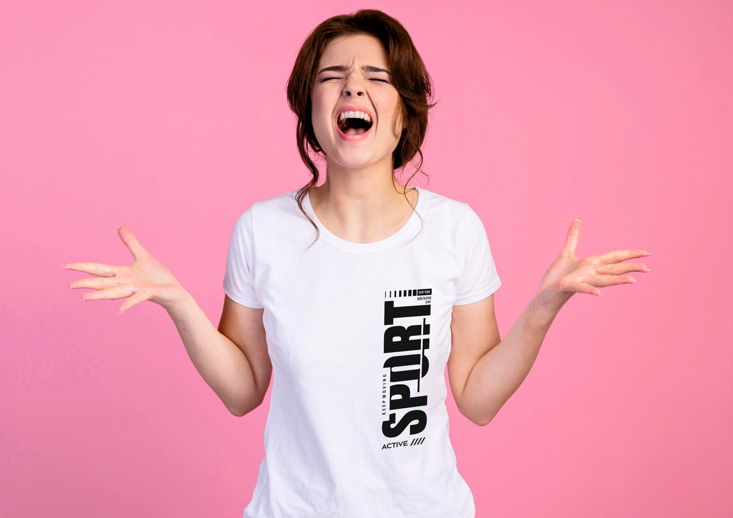 White cotton Sport Round Neck T-Shirt for women by RAV Studio