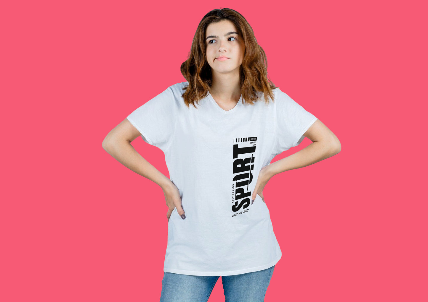 White cotton Sport Round Neck T-Shirt for women by RAV Studio