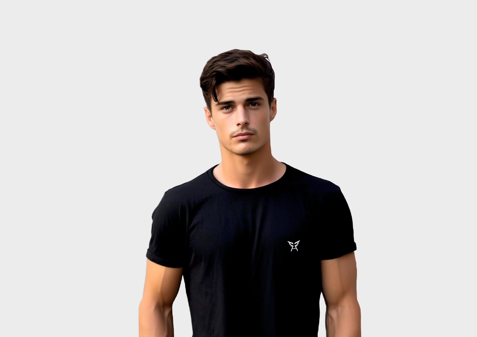 RAV Black Round Neck T-Shirt for Men - Cotton L Size
