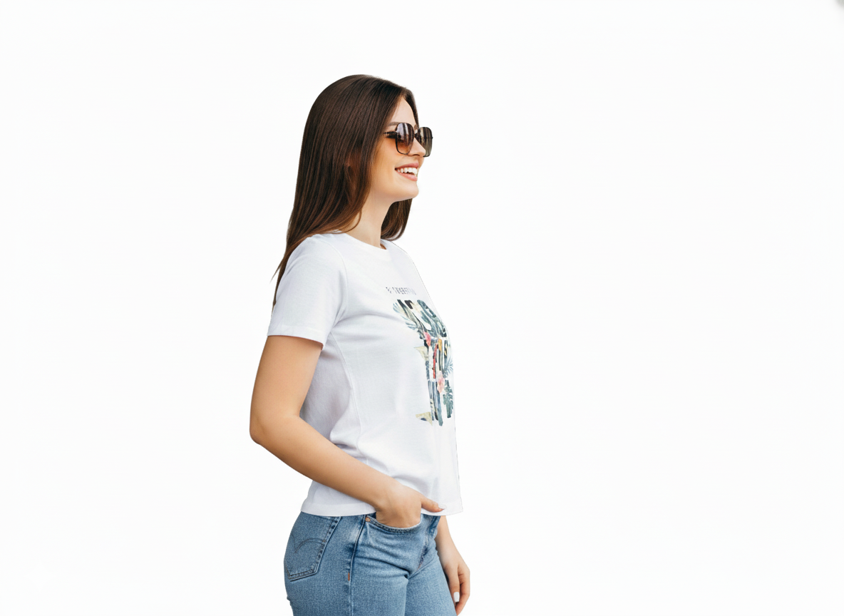 RAV -Tropical Leaves & Flower Graphic Tee - Women