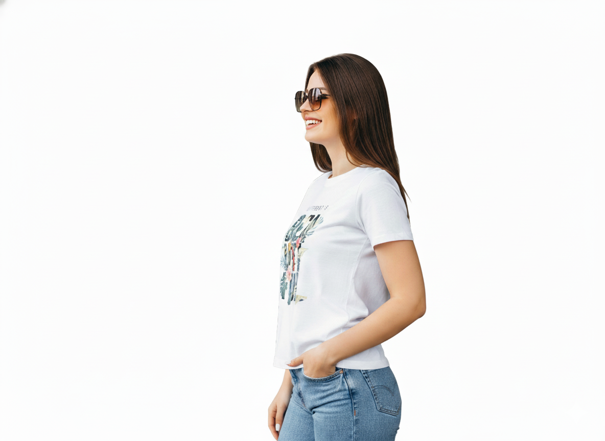 RAV -Tropical Leaves & Flower Graphic Tee - Women