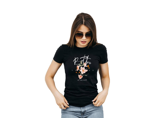 The "Better Version" Floral Tee (Black) for Women | RAV Studio