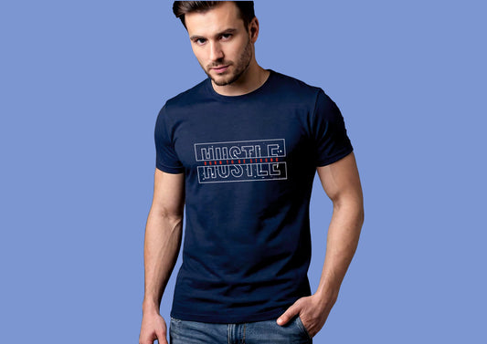 RAV - Navy Blue | Design | Round Neck T-Shirt For Men | Cotton | XL – Size