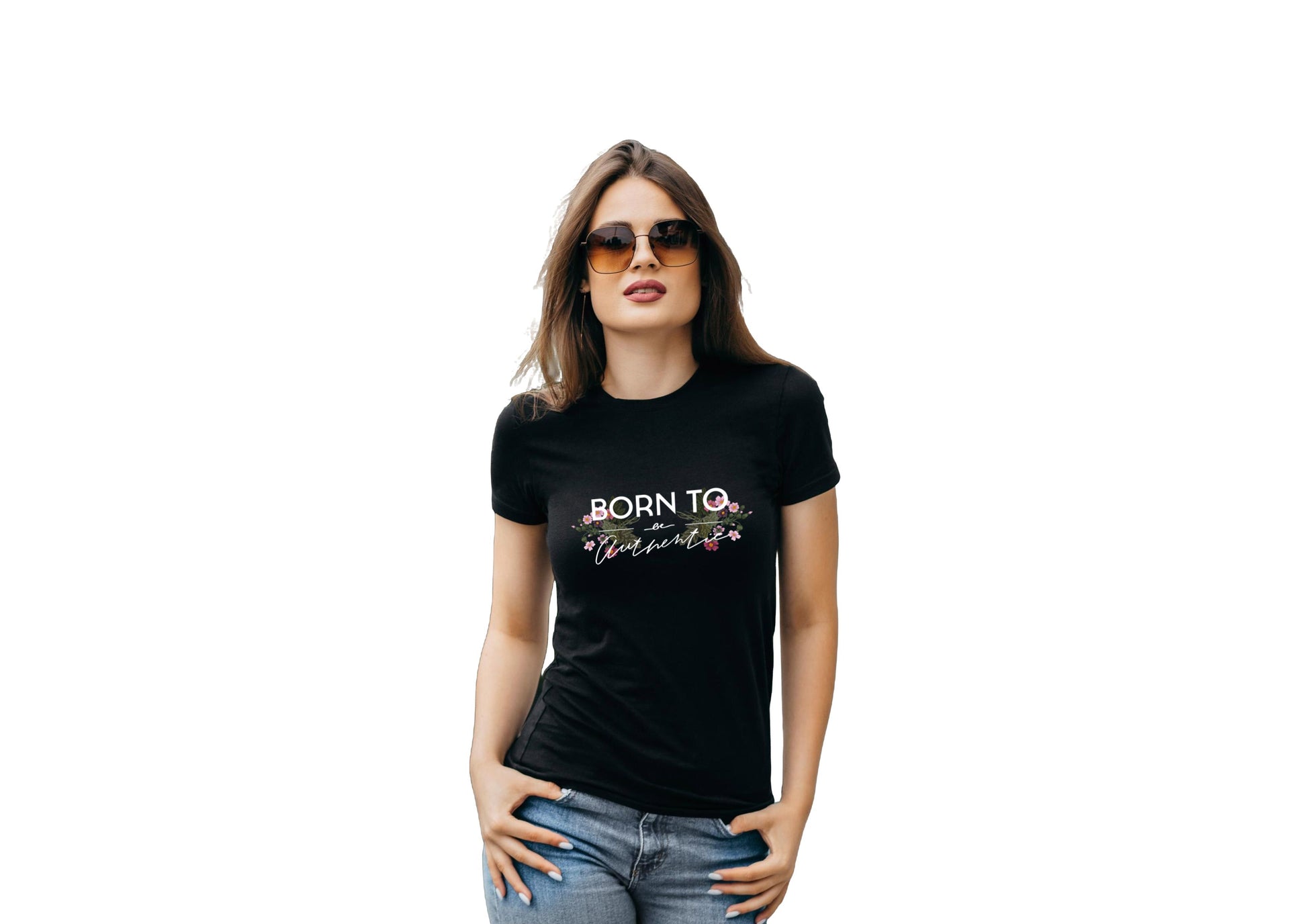 Women's Floral Tee: Born to be Authentic-RAV