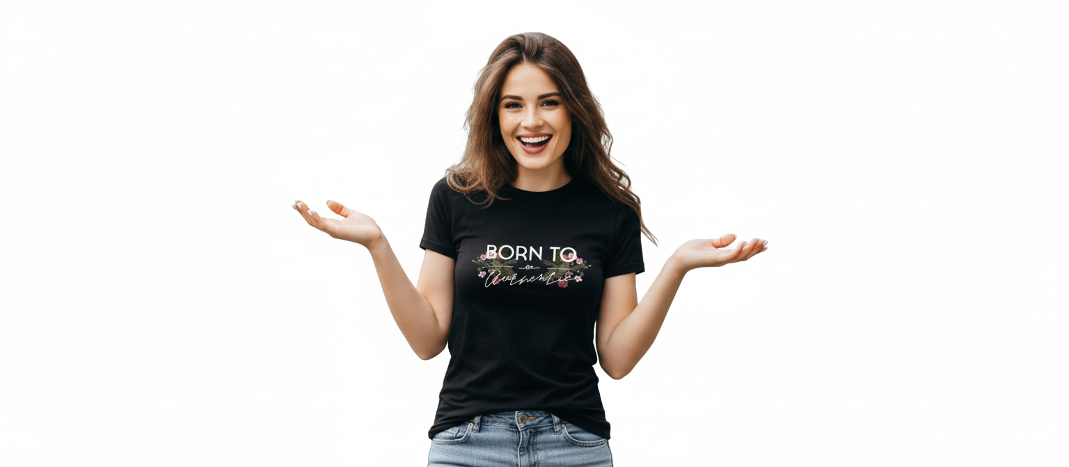 Women's Floral Tee: Born to be Authentic-RAV
