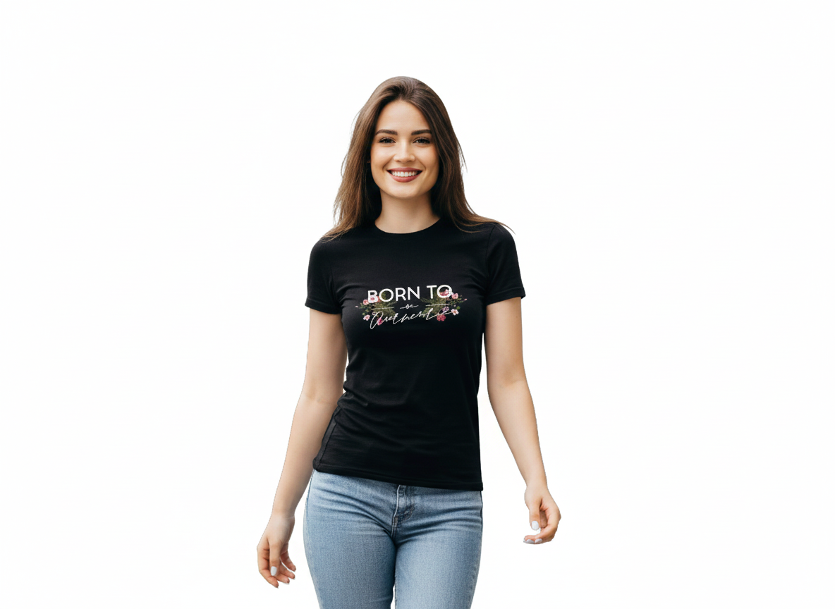 Women's Floral Tee: Born to be Authentic-RAV