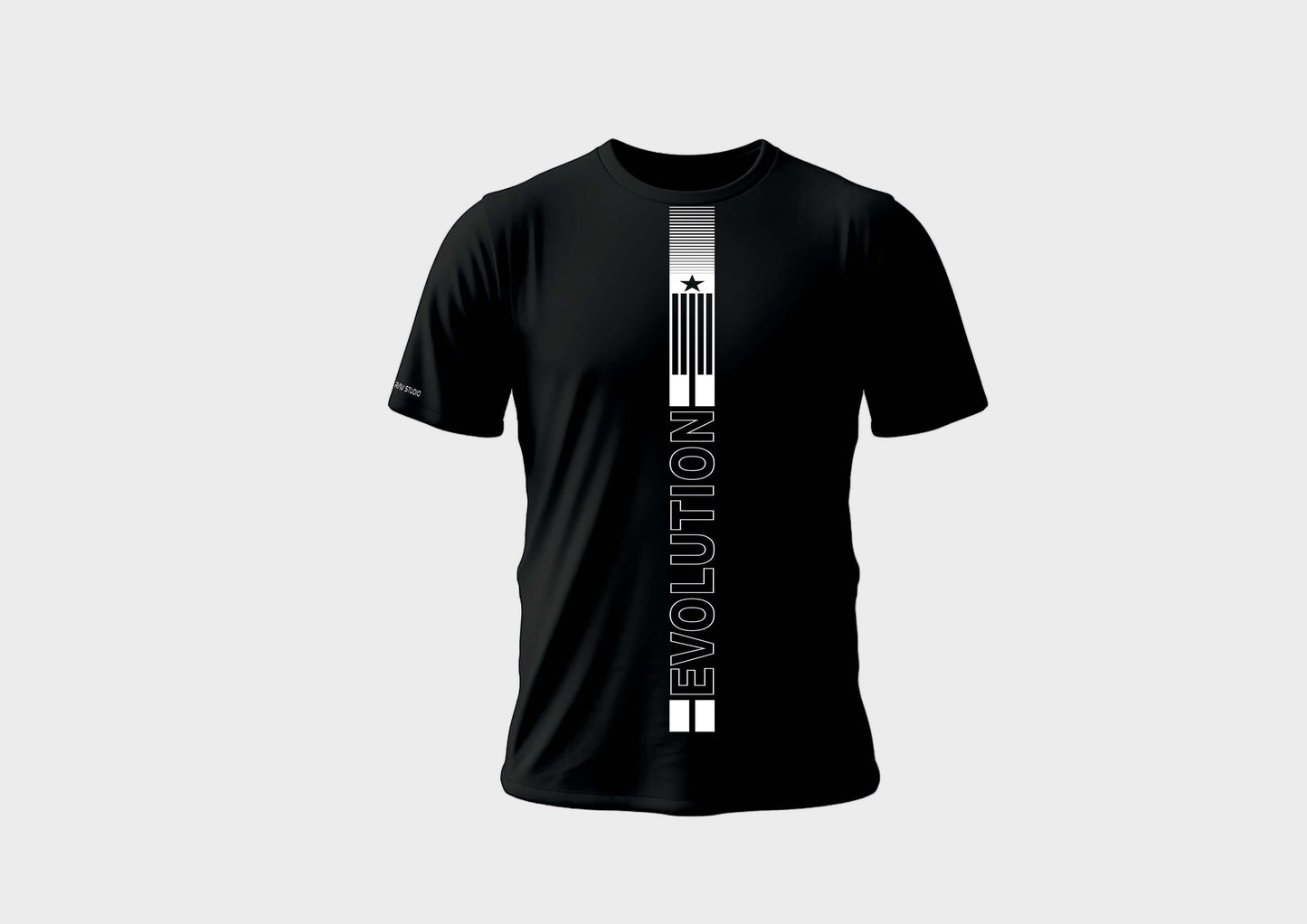 Black Evolution round neck T-shirt for men featuring a stylish design and modern fit, made from 100% cotton.
