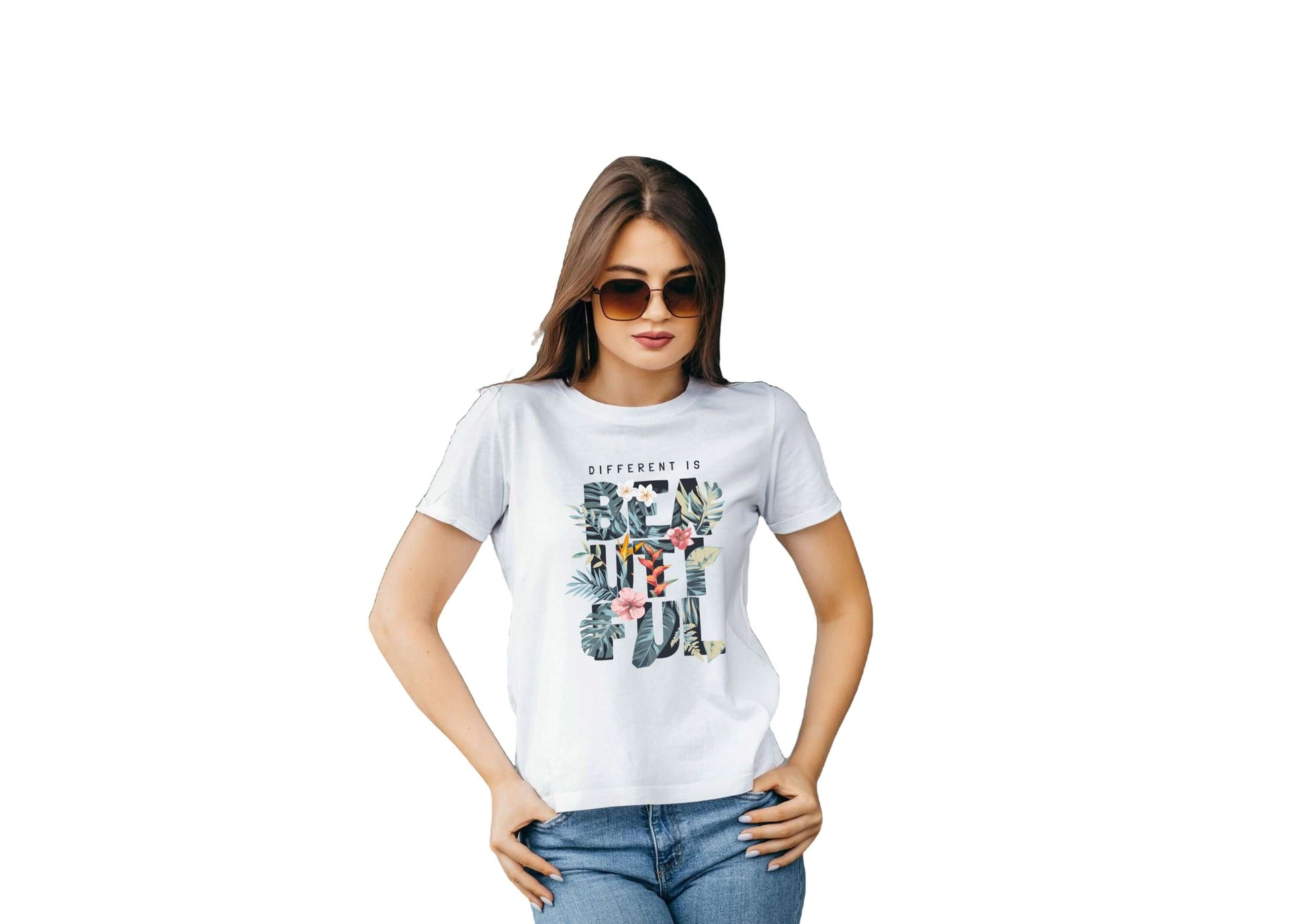 RAV -Tropical Leaves & Flower Graphic Tee - Women